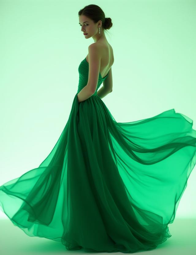 Emerald Silk Evening Gown